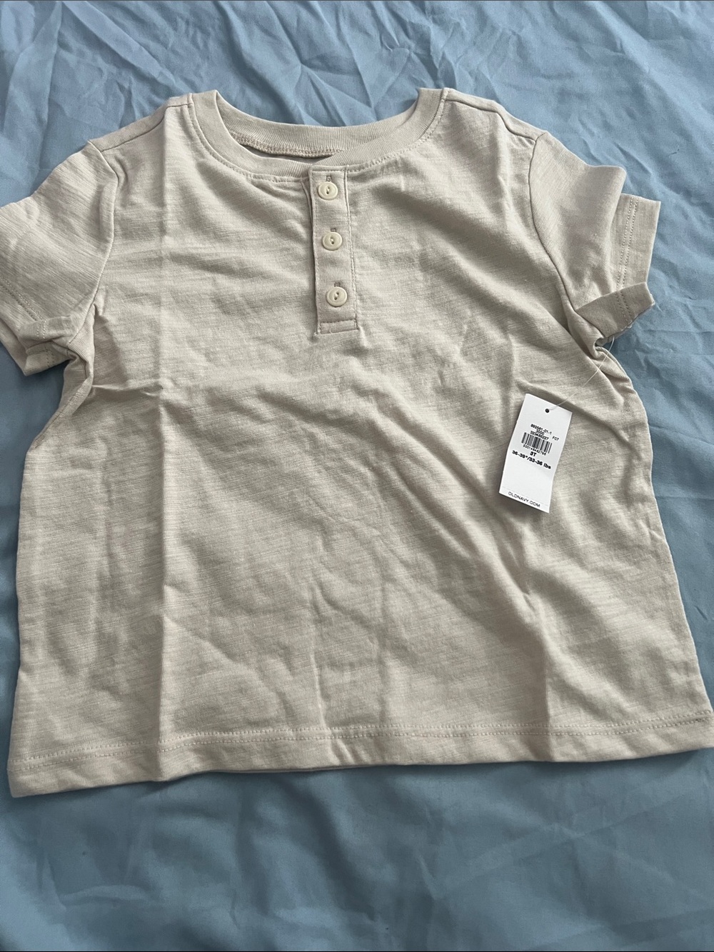 Old Navy Kids Short Sleeve Henley Tee in Light Beige